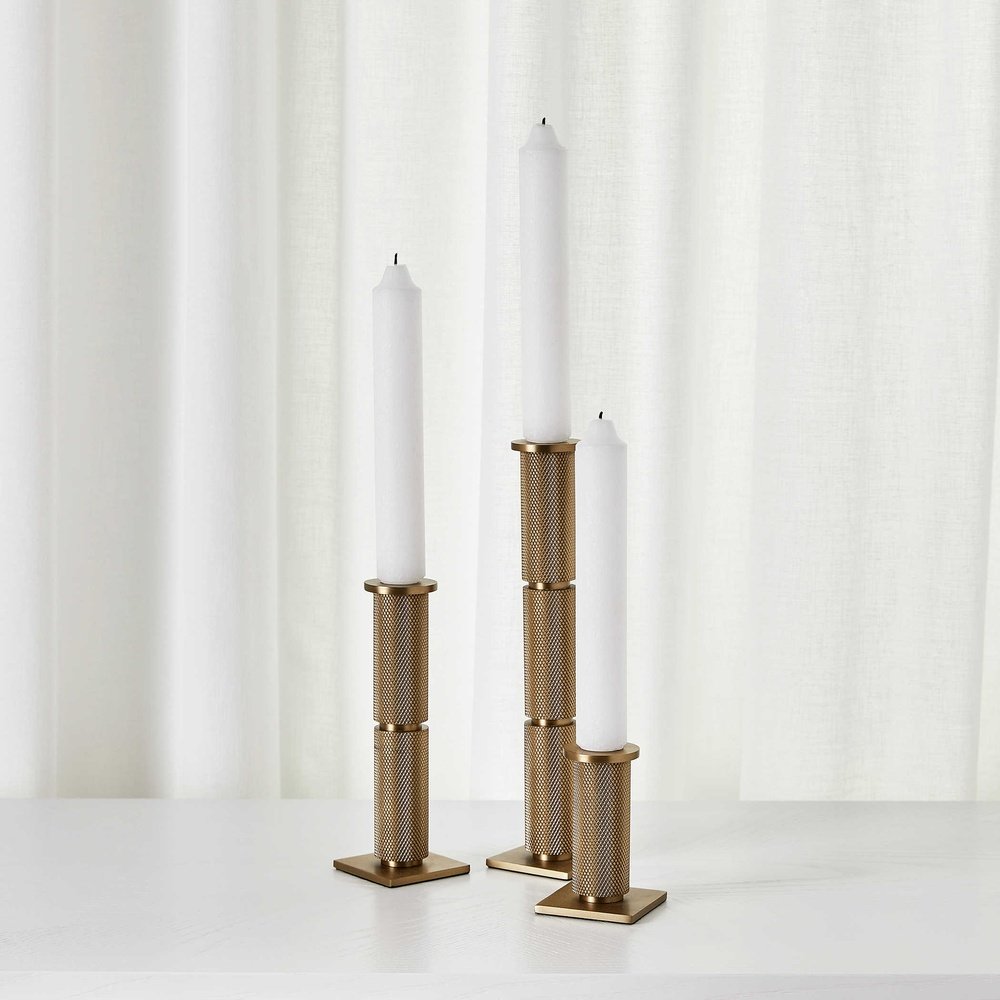 Uttermost Black Label Knurled Taper Candleholders - Set of 3