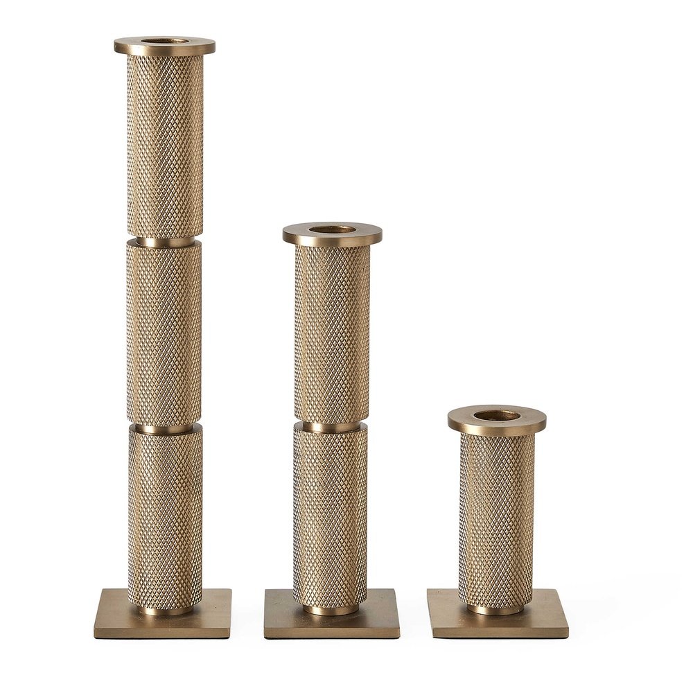 Uttermost Black Label Knurled Taper Candleholders - Set of 3