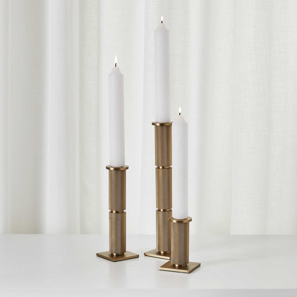 Black Label Knurled Set of 3 Taper Candle Holders Uttermost 2