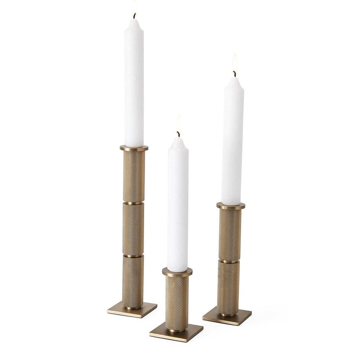 Black Label Knurled Set of 3 Taper Candle Holders Uttermost 3