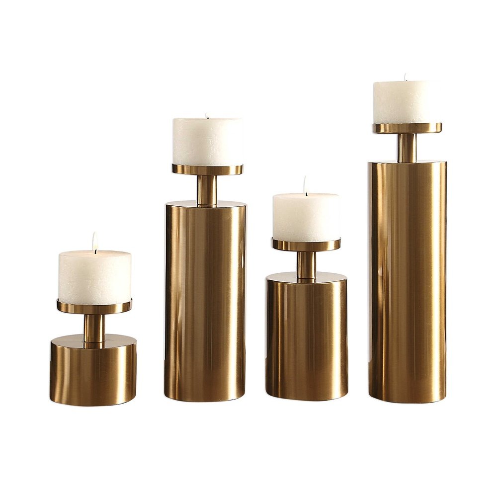 Black Label Kamdyn Set of 4 Candle Holders - Brass Uttermost 1