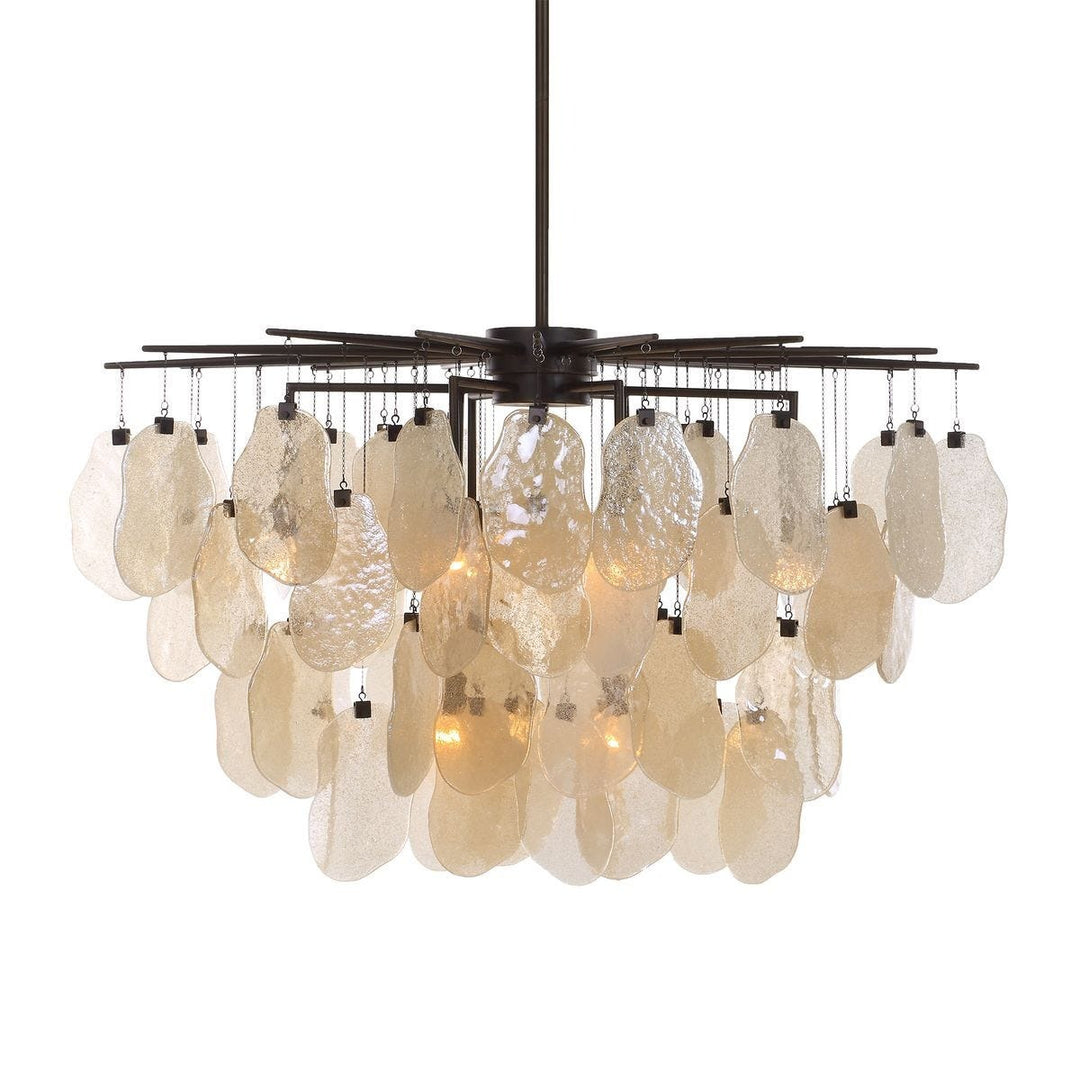 Seeded Shield 8 Light Chandelier - Champagne
