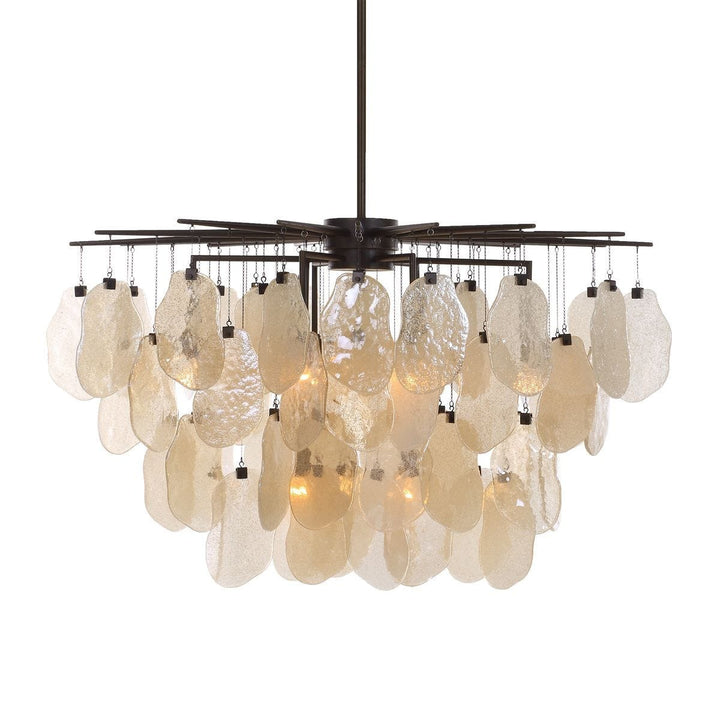 Seeded Shield 8 Light Chandelier - Champagne