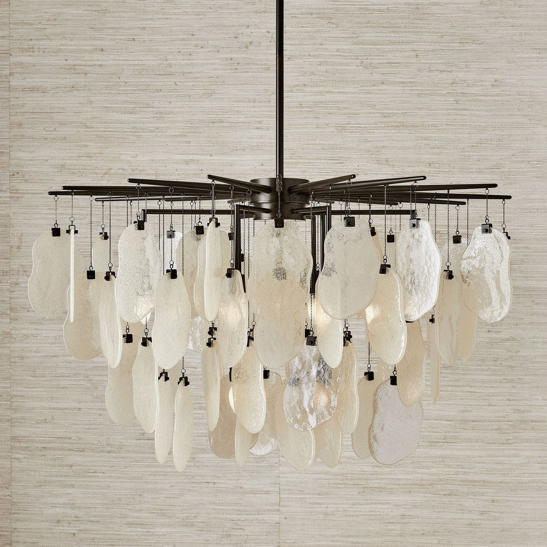 Seeded Shield 8 Light Chandelier - Champagne