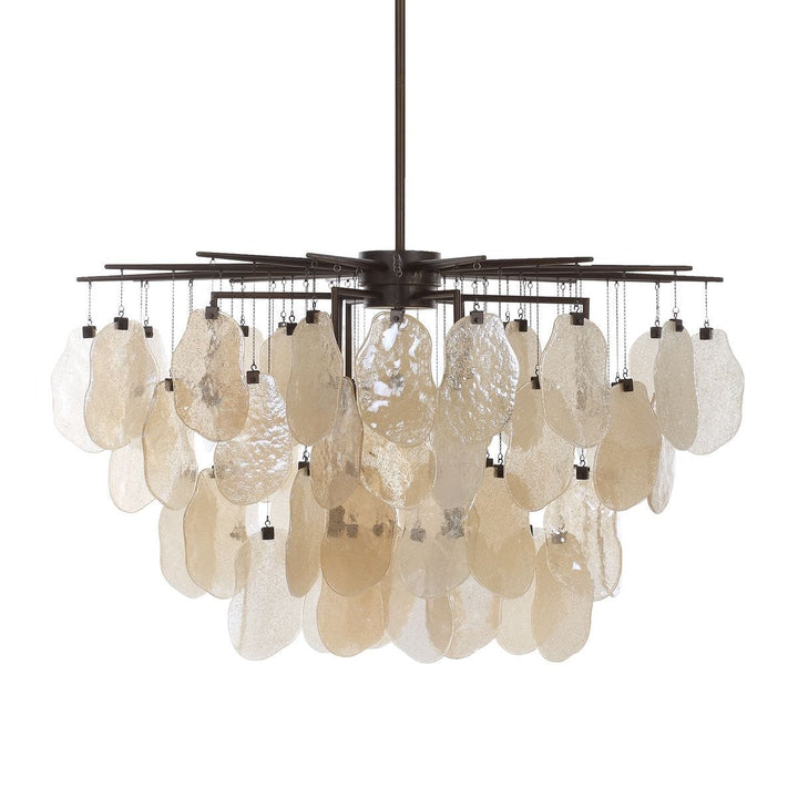 Seeded Shield 8 Light Chandelier - Champagne