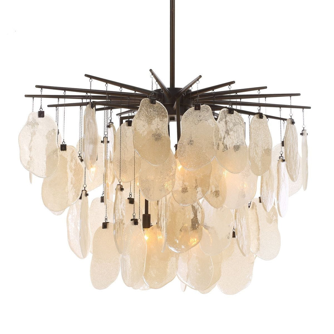 Seeded Shield 8 Light Chandelier - Champagne