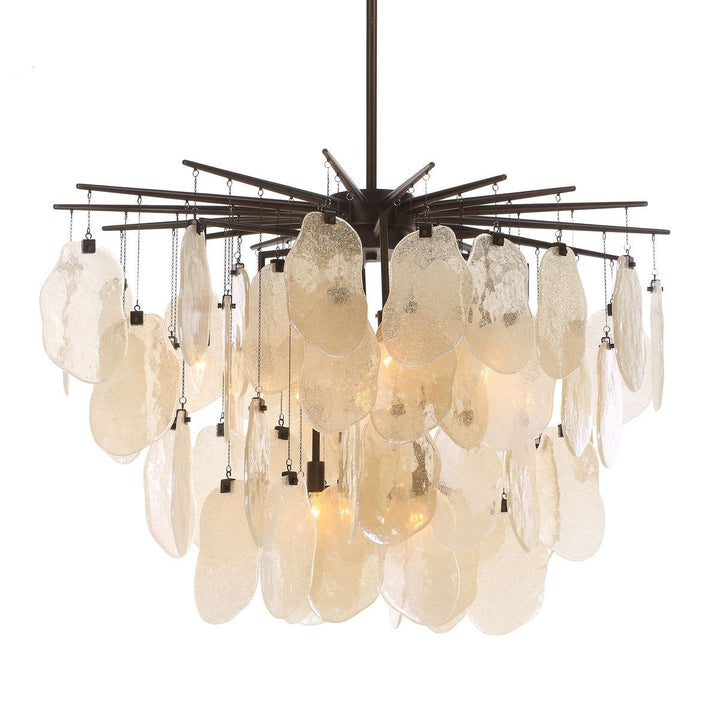 Seeded Shield 8 Light Chandelier - Champagne