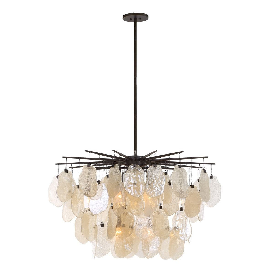 Seeded Shield 8 Light Chandelier - Champagne