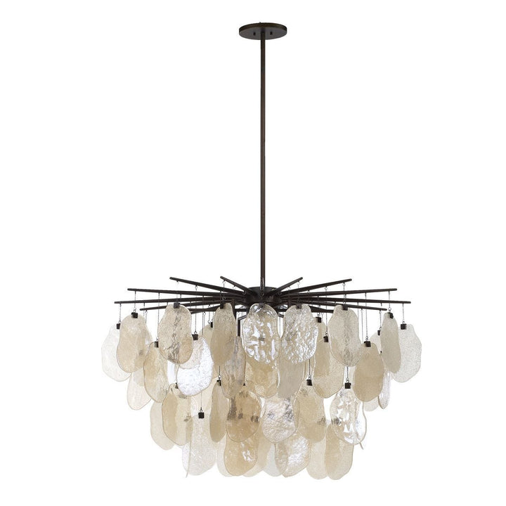 Seeded Shield 8 Light Chandelier - Champagne