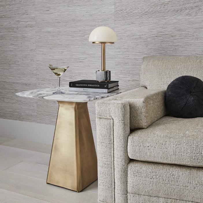 Equilateral Side Table Marble & Brass