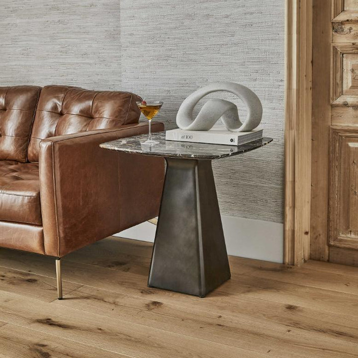 Equilateral Side Table Marble & Bronze