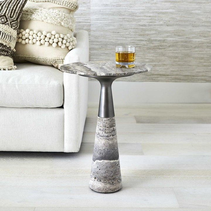 Black Label Pier Accent Table - Grey Travertine Uttermost 3