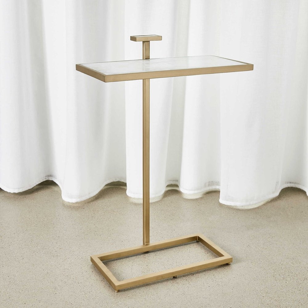  Uttermost-Uttermost Black Label Jewel Pull Up Accent Table - Rectangle-Gold 917 