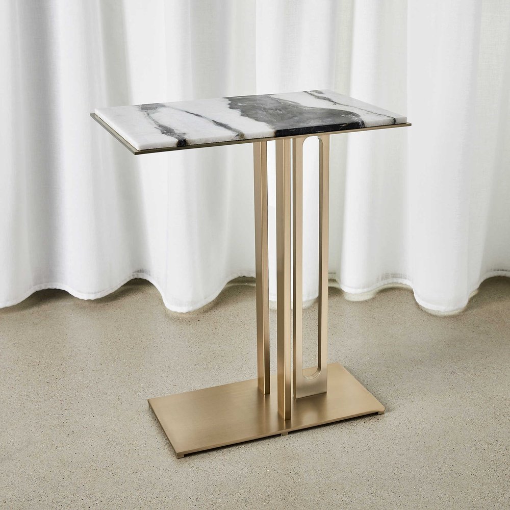  Uttermost-Uttermost Black Label Cantilever Accent Table-Gold  749 