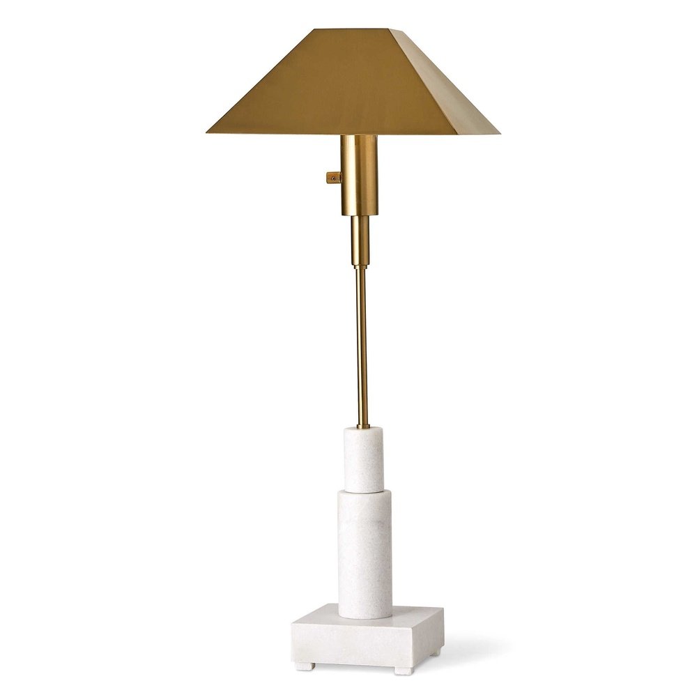 Uttermost Black Label Telescope Buffet Lamp in White Marble & Brass