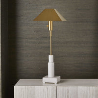 Uttermost Black Label Telescope Buffet Lamp in White Marble & Brass