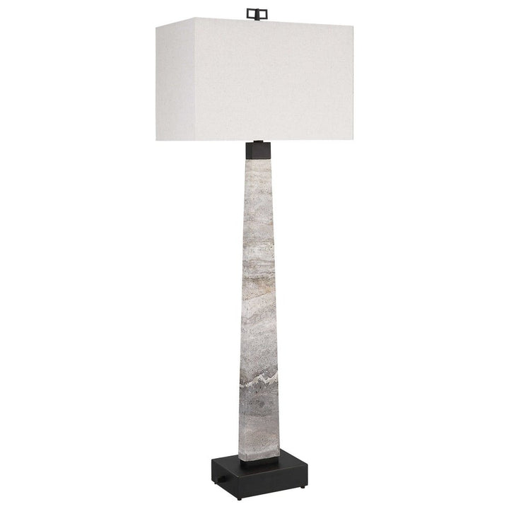 Black Label Spire Buffet Marble Lamp - Rustic Gray Stone/Bronze Uttermost 5