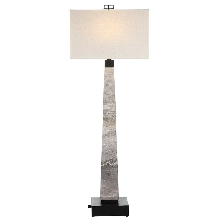 Black Label Spire Buffet Marble Lamp - Rustic Gray Stone/Bronze Uttermost 1