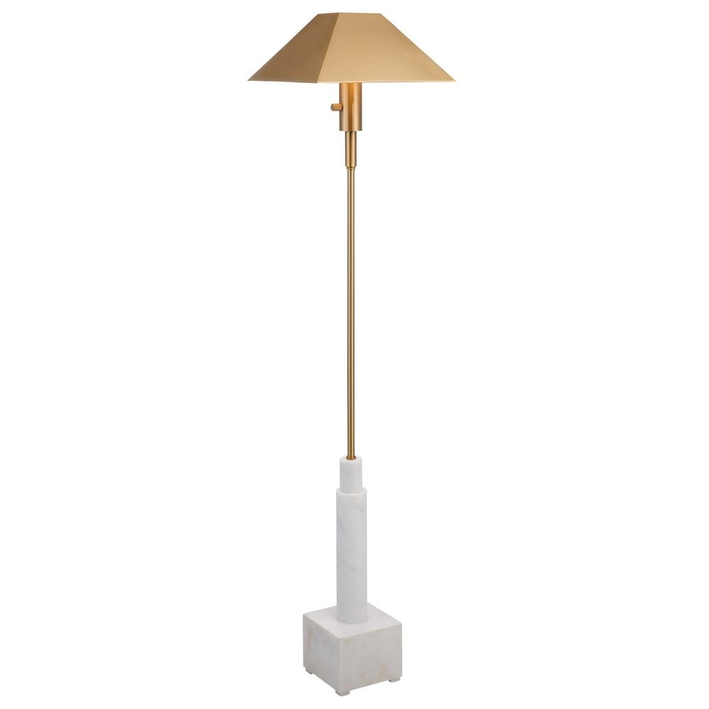 Uttermost Black Label Telescope Floor Lamp - White Marble/Brass