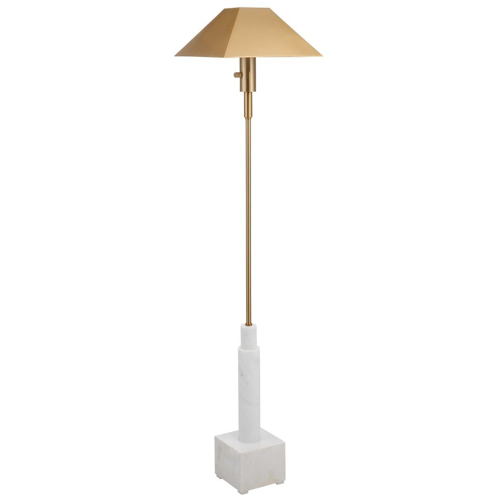 Uttermost Black Label Telescope Floor Lamp - White Marble/Brass