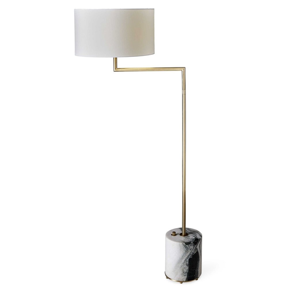 Uttermost Black Label Pivot Floor Lamp - Panda Marble/Brass