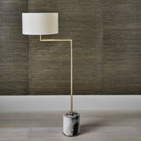 Uttermost Black Label Pivot Floor Lamp - Panda Marble/Brass