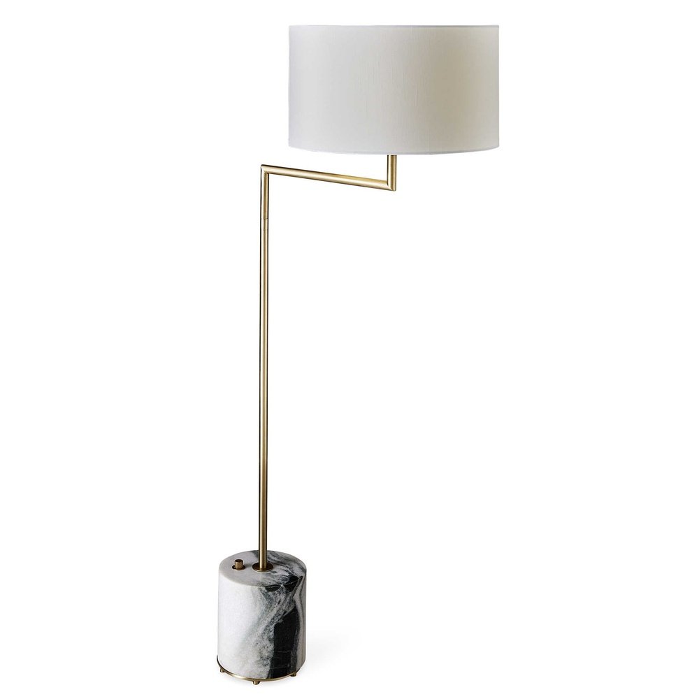 Uttermost Black Label Pivot Floor Lamp - Panda Marble/Brass