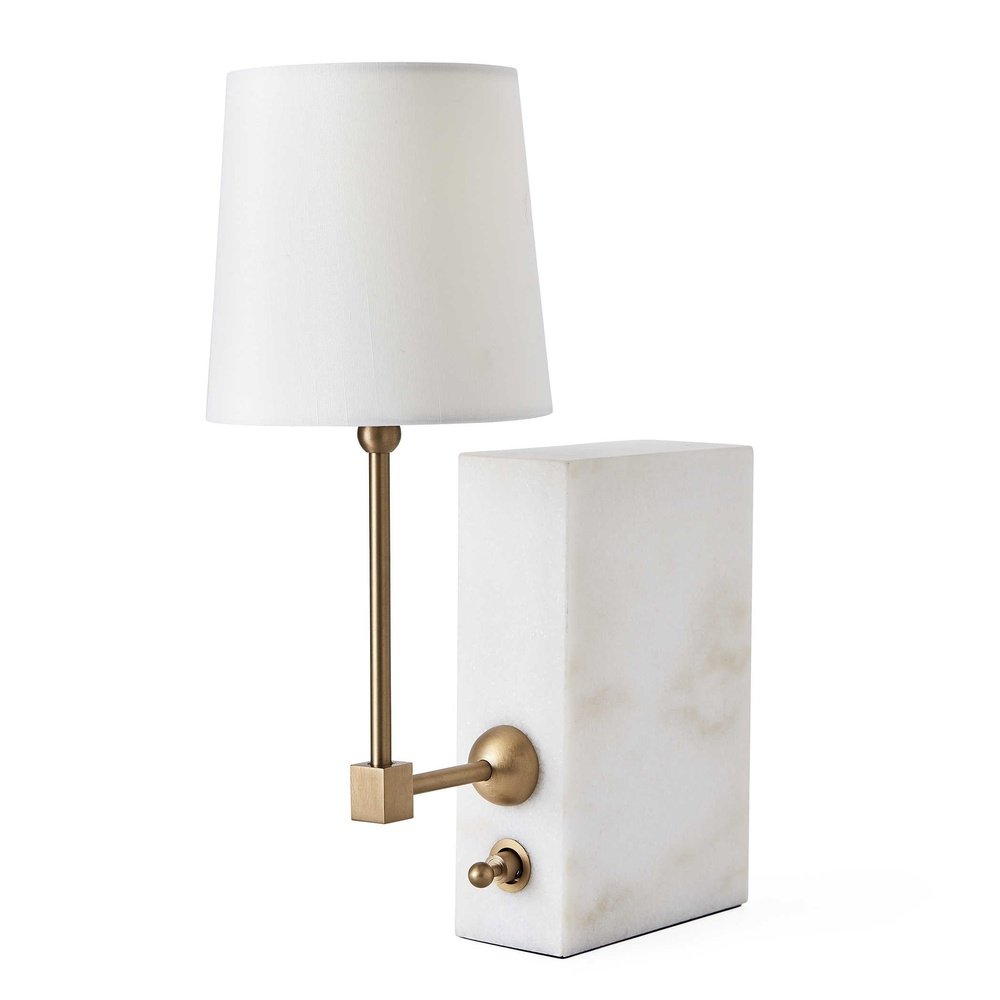 Uttermost Black Label On a Shelf Mini Lamp - White Marble/Brass