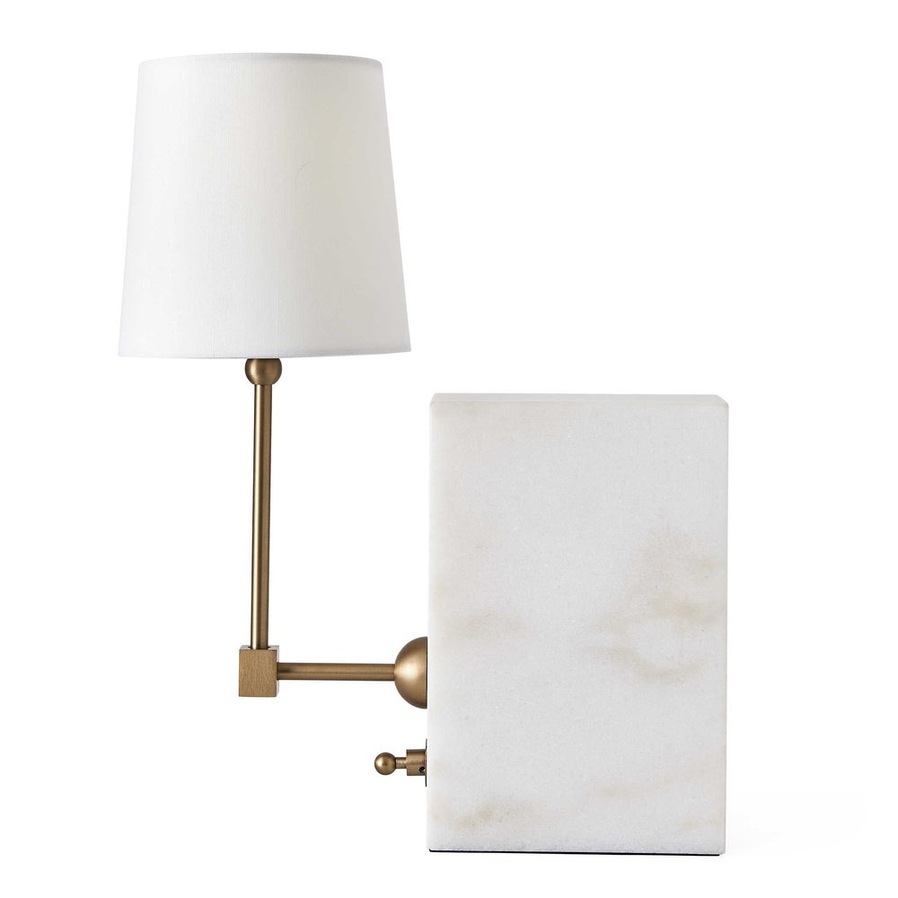 Uttermost Black Label On a Shelf Mini Lamp - White Marble/Brass