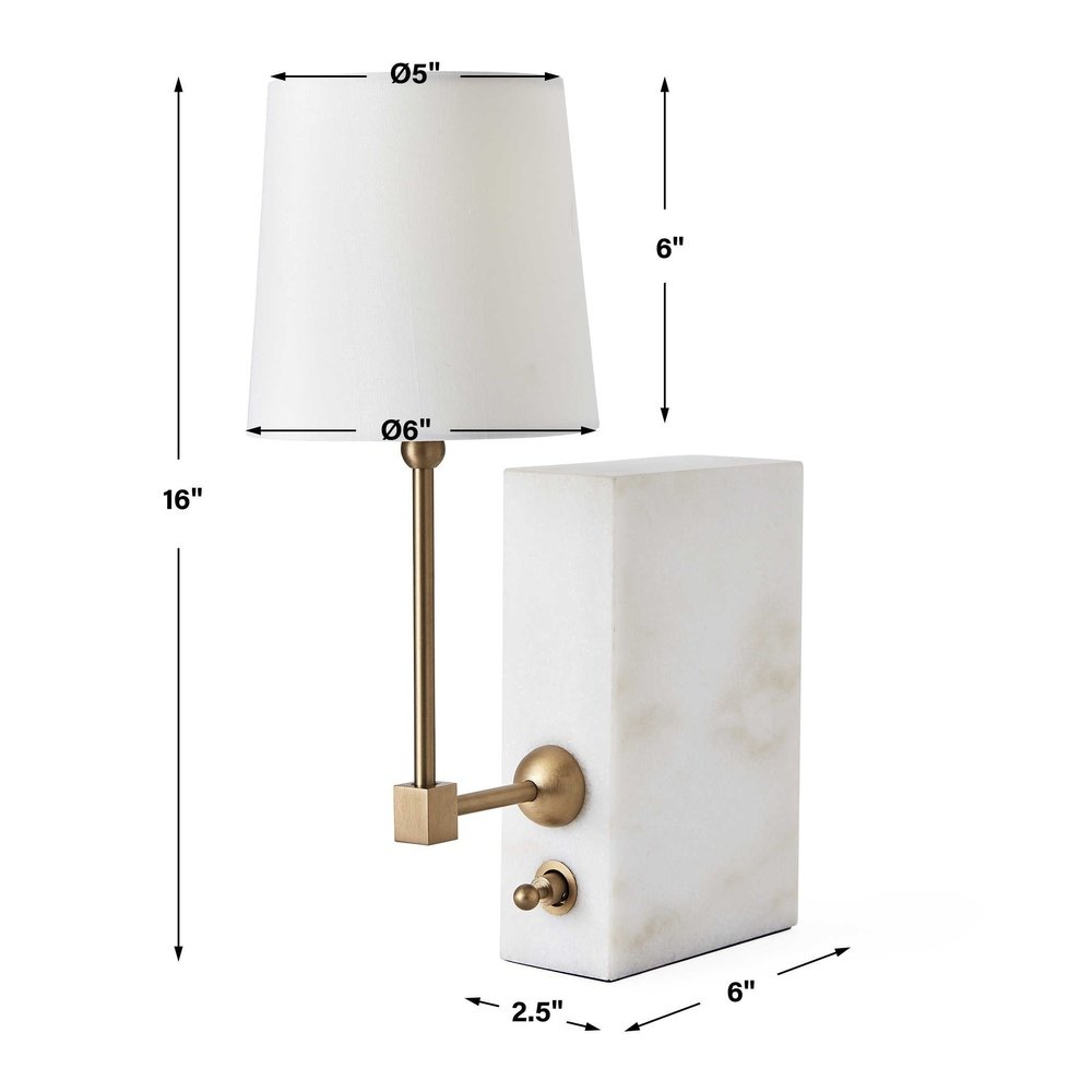 Uttermost Black Label On a Shelf Mini Lamp - White Marble/Brass