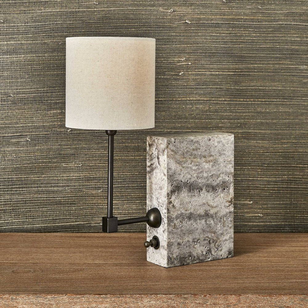 Uttermost Black Label On a Shelf Mini Lamp - Travertine/Bronze