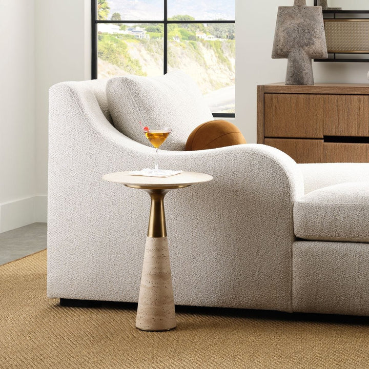Pier Accent Table - Beige Travertine