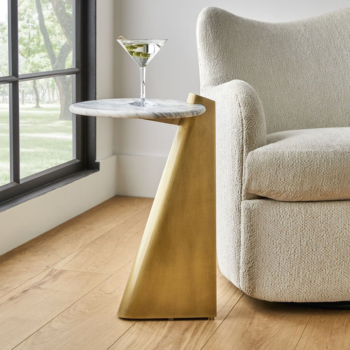 Strum Accent Table - Arabescato Marble
