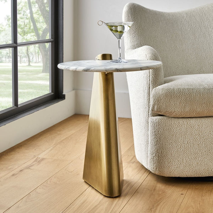 Strum Accent Table - Arabescato Marble