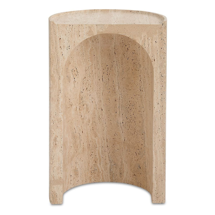 Basilica Accent Table - Beige Travertine