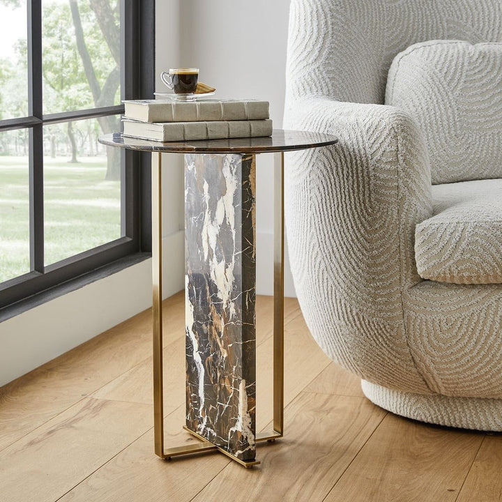 Joist Accent Table - Michelangelo Marble