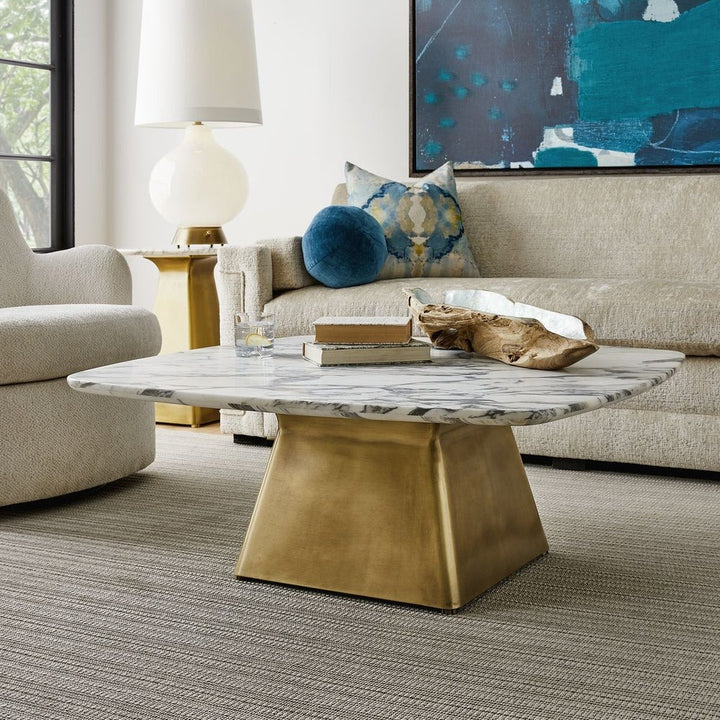 Equilateral Coffee Table - Arabescato & Brass