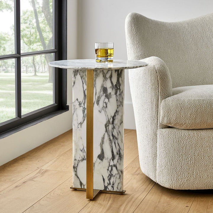 Joist Accent Table - Arabescato Marble