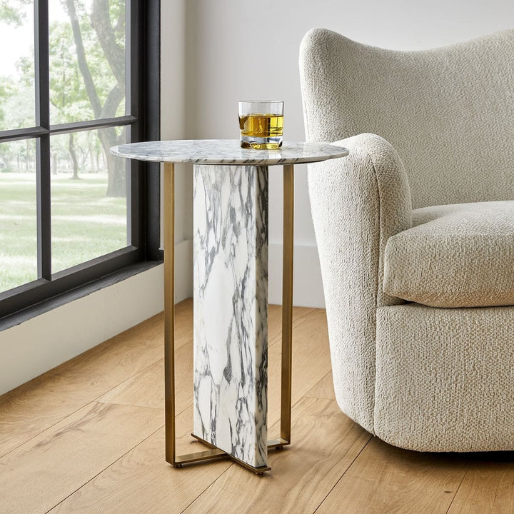 Joist Accent Table - Arabescato Marble