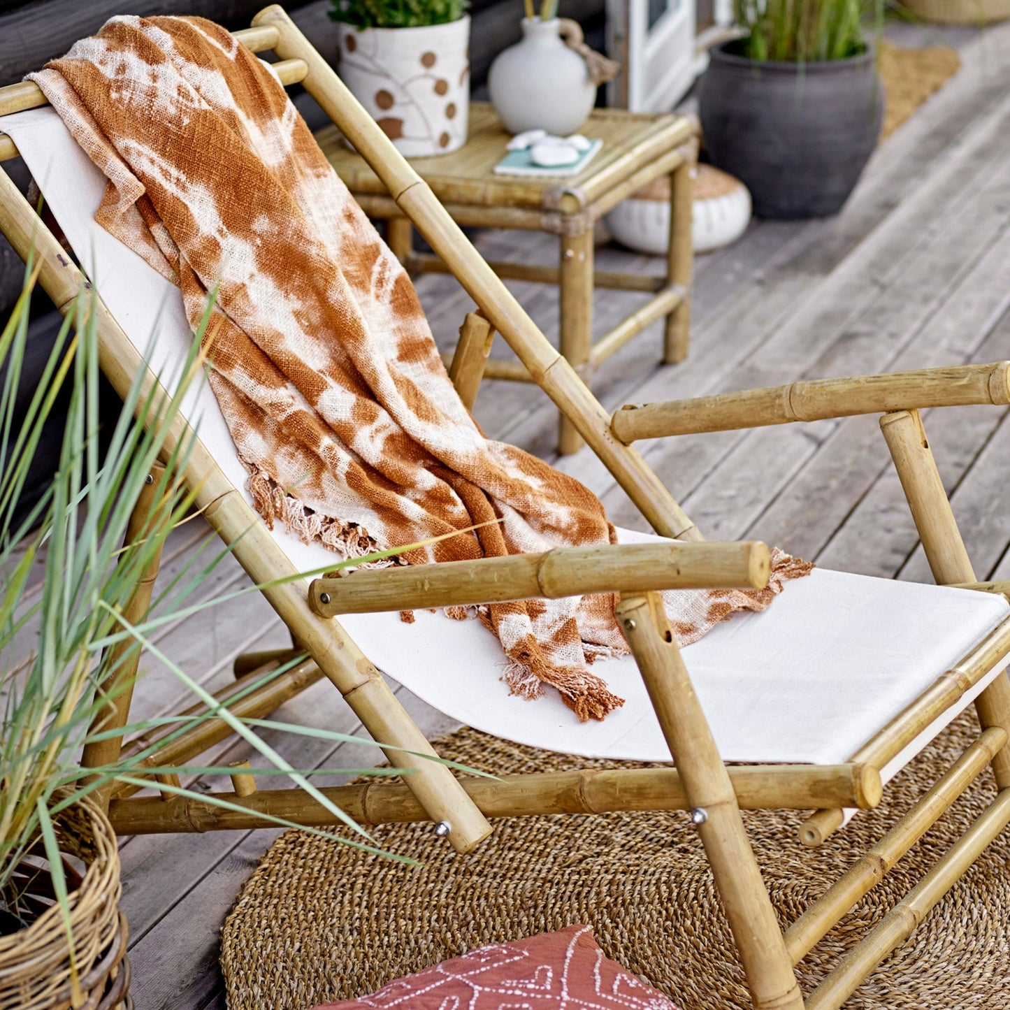 Bloomingville Outdoor Korfu Bamboo Deck Chair in Natural