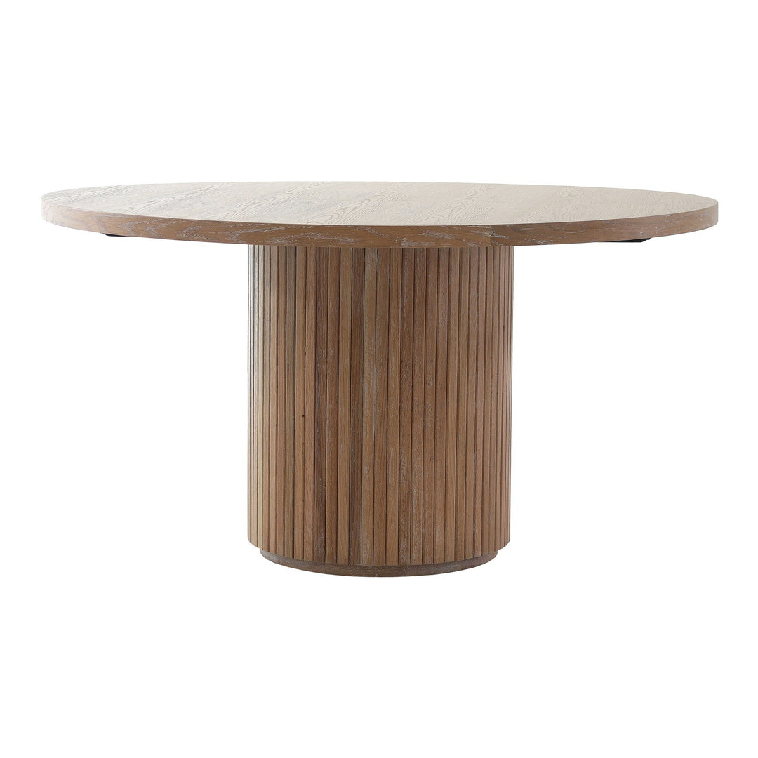 Reeded Round Dining Table - Oak Keiichi 1