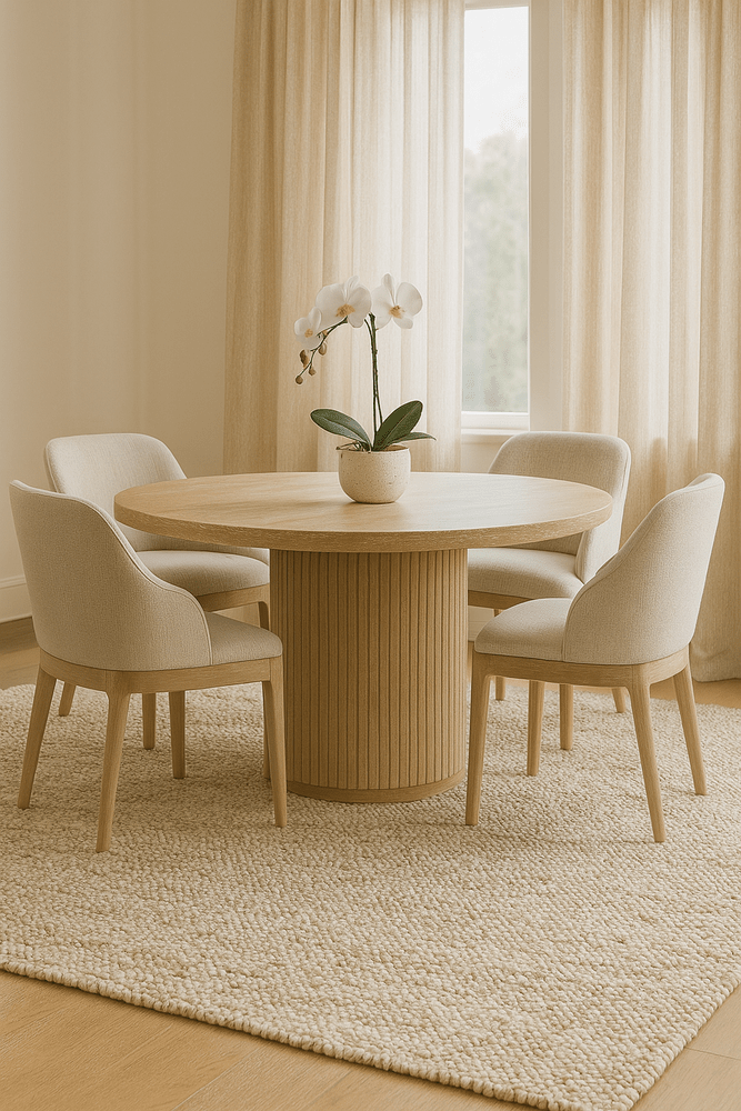 Reeded Round Dining Table - Oak Keiichi 4