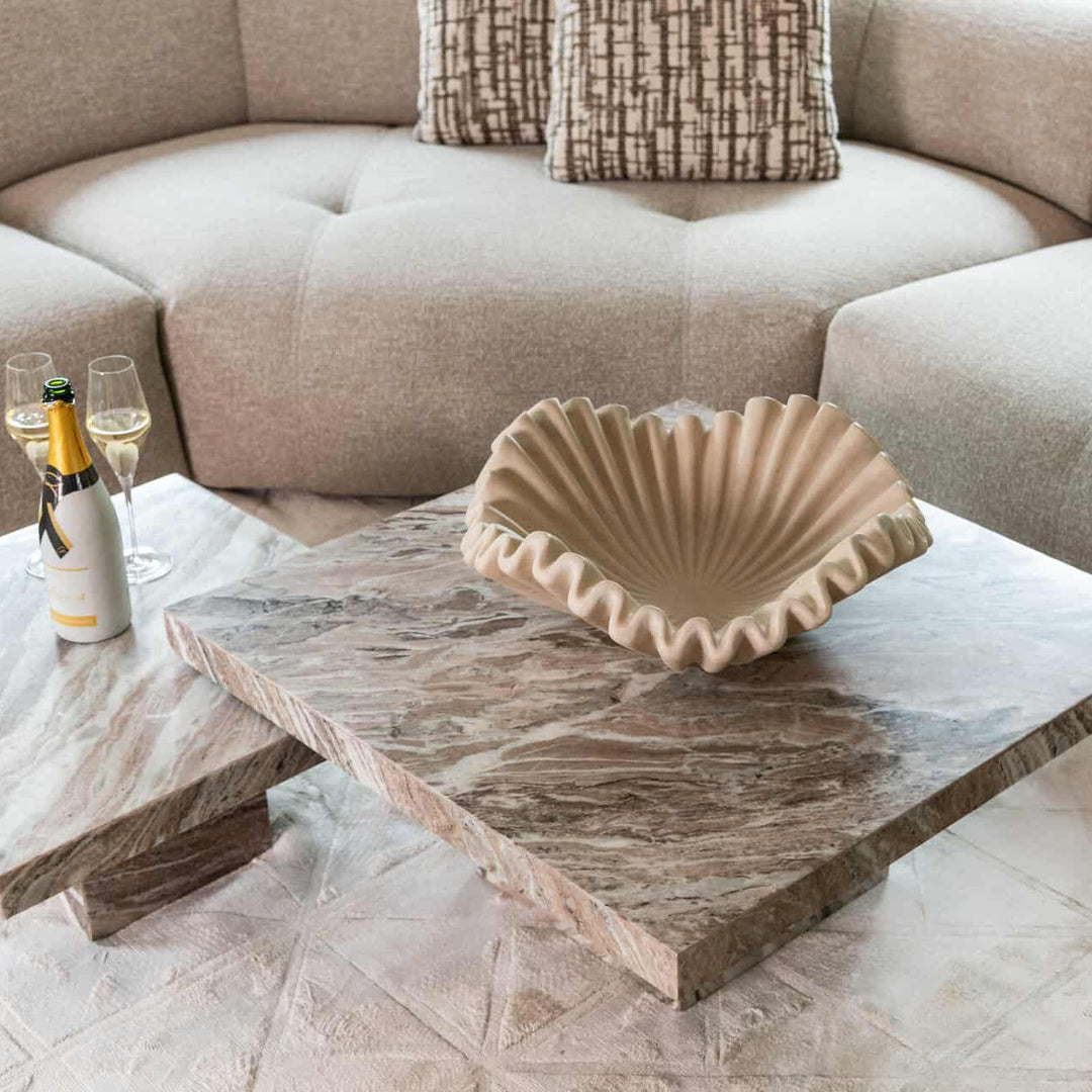 Rashford Set of 2 Marble Coffee Tables - Blush Beige