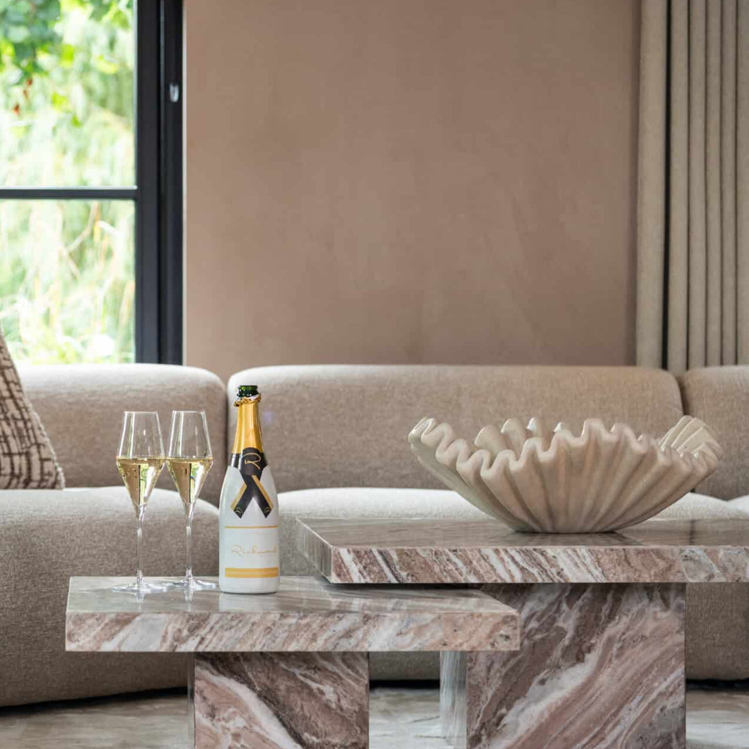 Rashford Set of 2 Marble Coffee Tables - Blush Beige