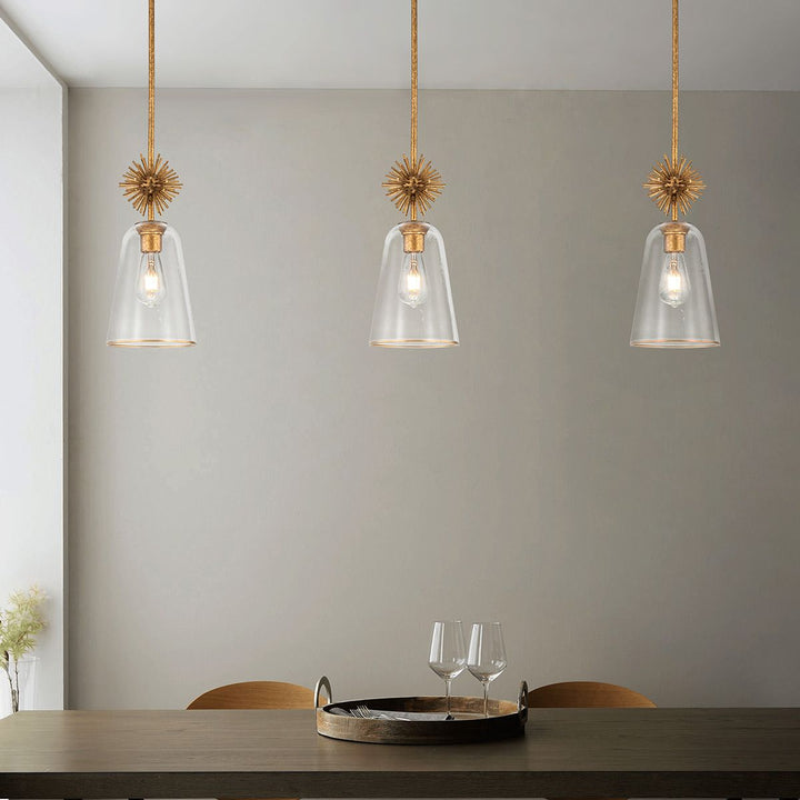 Staring Clear Pendant Light - Distressed Gold