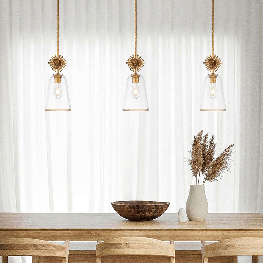 Staring Clear Pendant Light - Distressed Gold