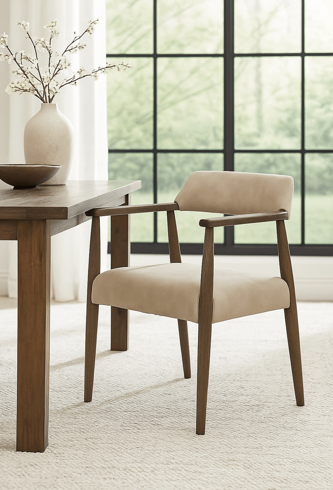 Stonehouse Italian Leather Dining Chair - Taupe Keiichi 2