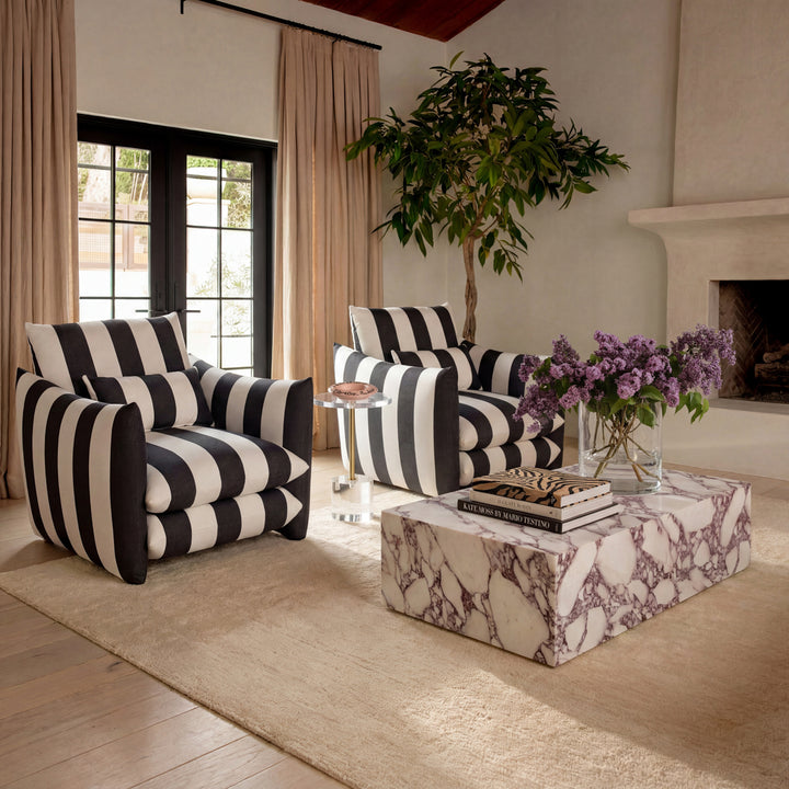 Sylvie Thick Stripe Armchair -  Black & White