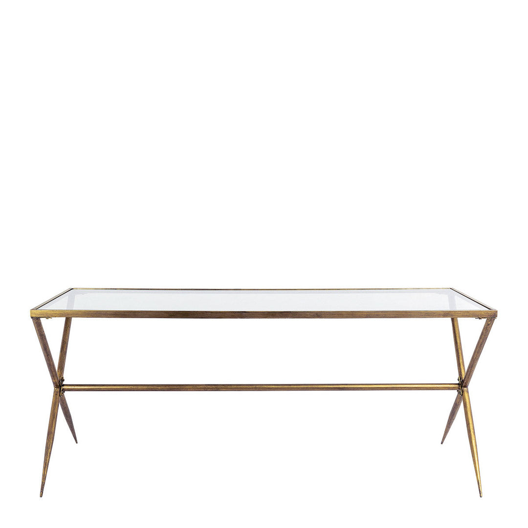Anatole Glass Top Dining Table - Brass