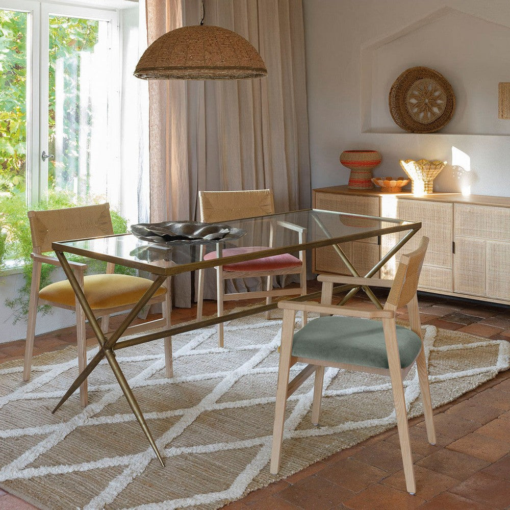 Anatole Glass Top Dining Table - Brass